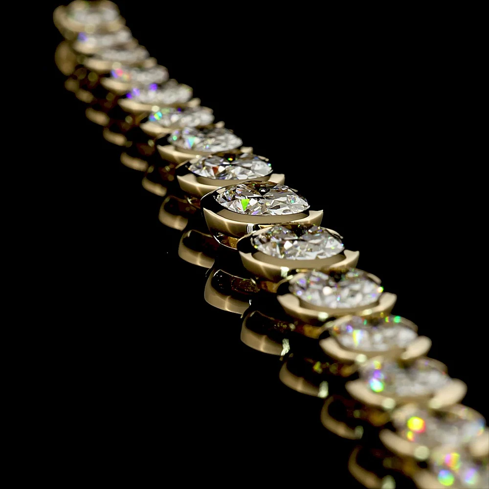 14K Yellow Gold 19-Stone Graduating Riviera Necklace with Bezel-Set Oval Lab Diamonds - 28.56 Carat Total Weight - Covaloro Fine Jewelry - Image 3