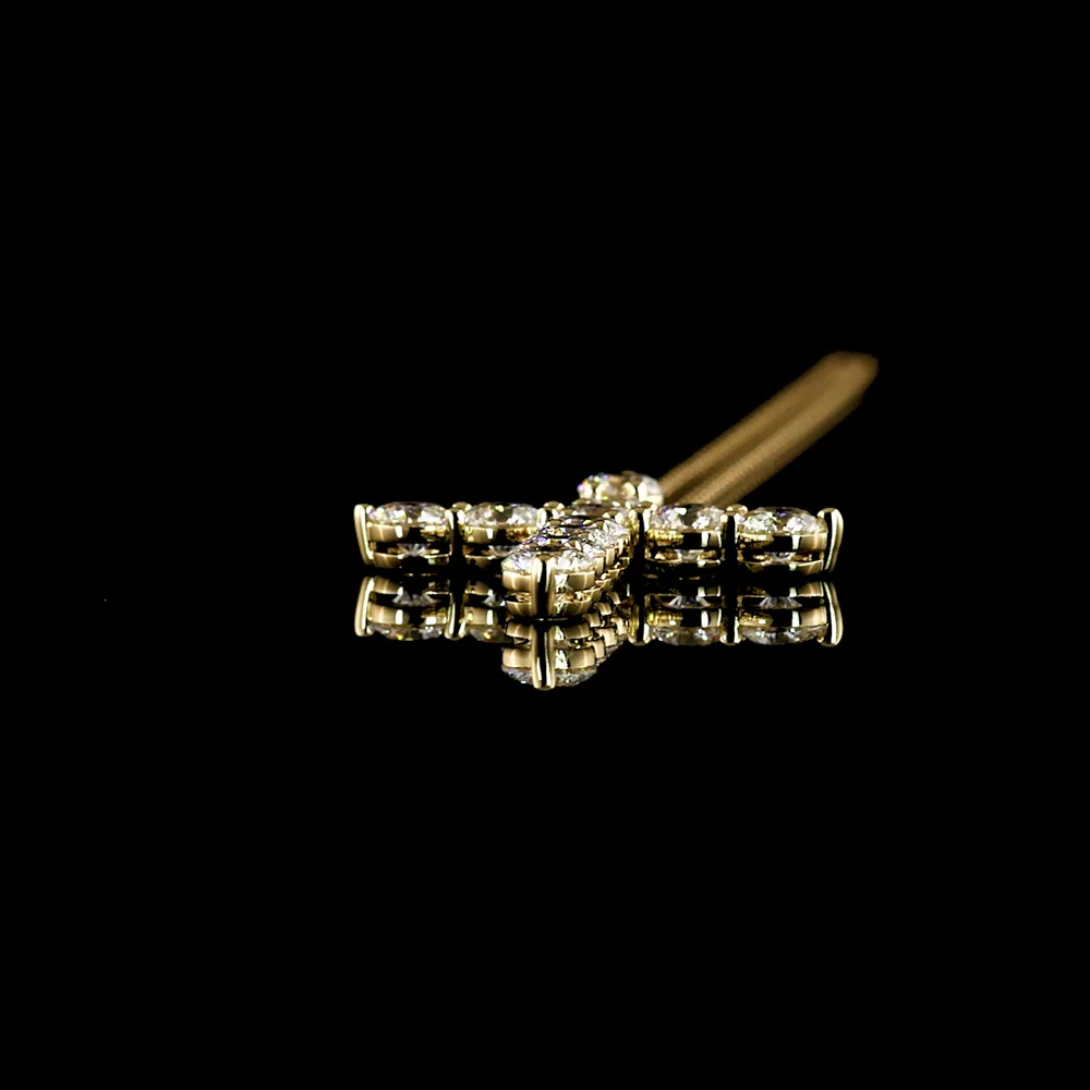 14K Yellow Gold 2.00 Carat Lab Diamond Cross Pendant with 11 Round Brilliant Cut Prong Set Stones - E-F Color, VS1 Clarity - Covaloro Fine Jewelry - Image 3