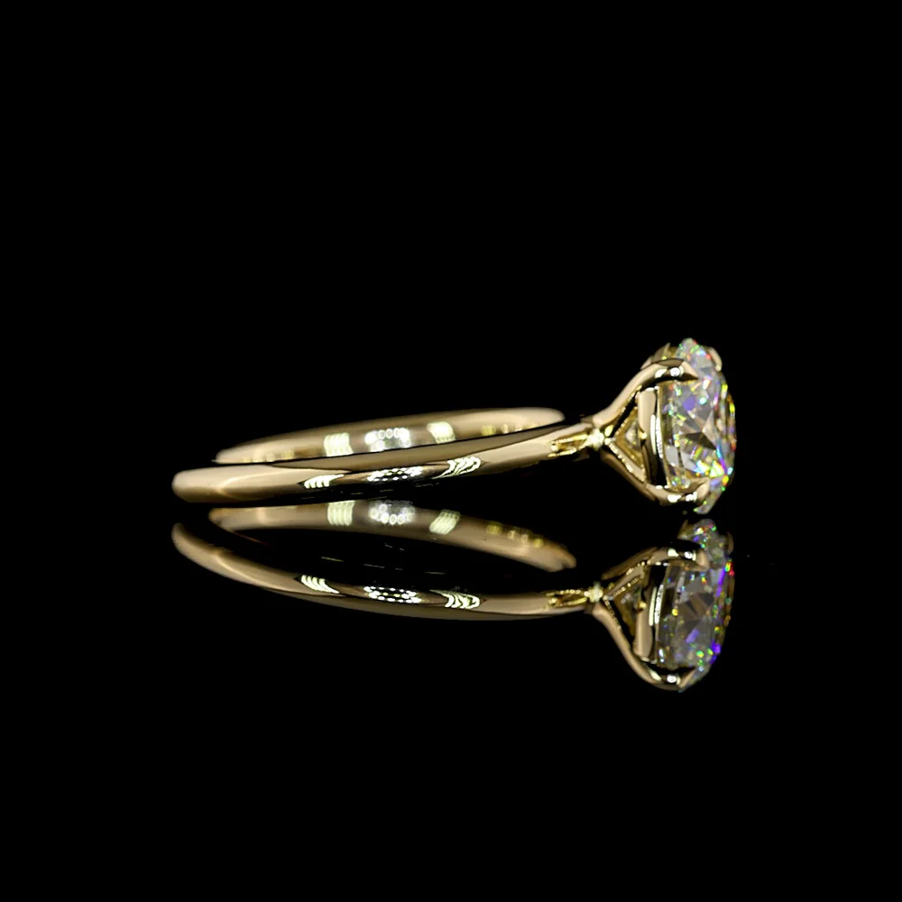 14K Yellow Gold 2.06 Carat Round Brilliant Cut Lab Diamond Solitaire Ring with E-F Color and VVS2 Clarity - IGI Certified - Covaloro Fine Jewelry - Image 2