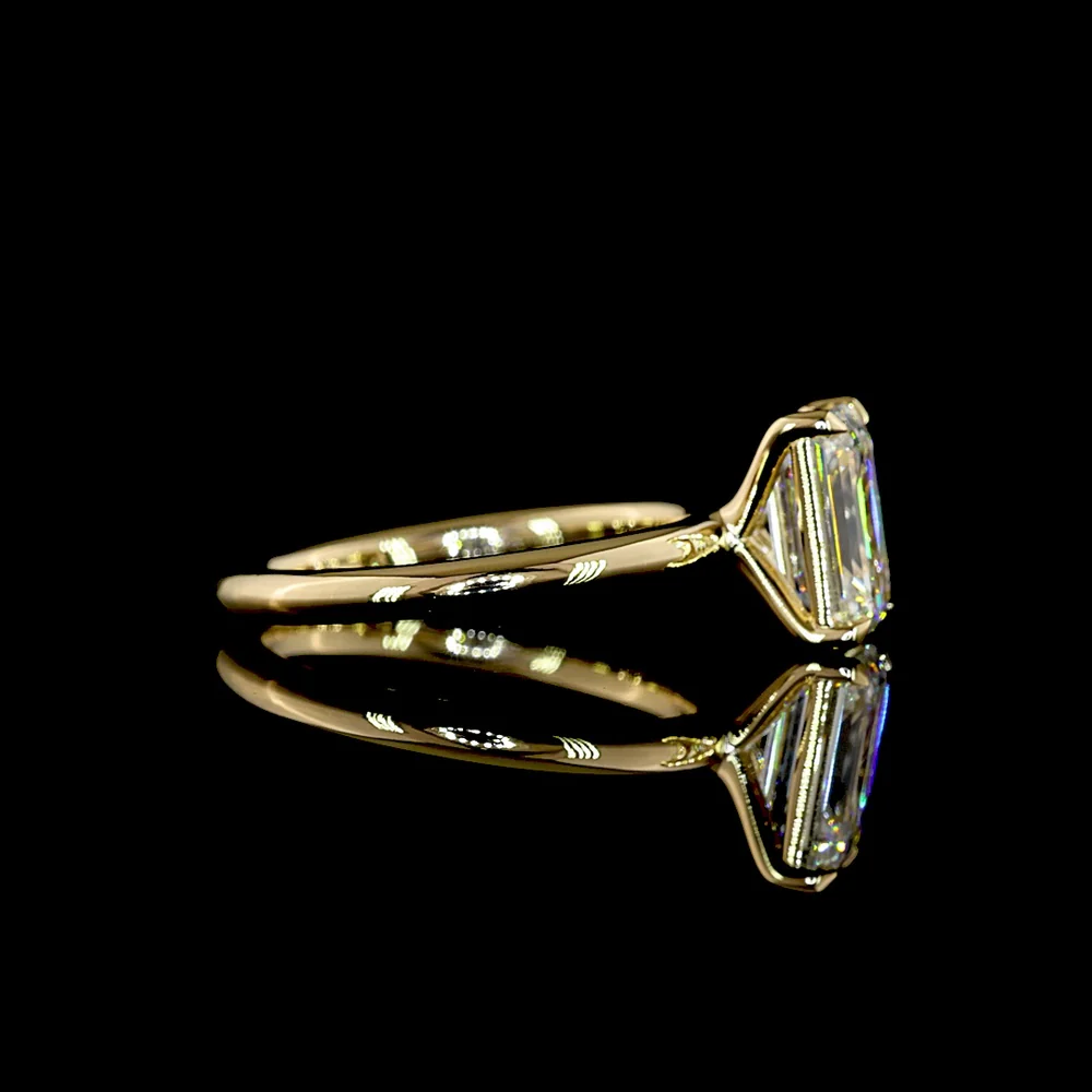 14K Yellow Gold 2.14 Carat Emerald Cut Lab Diamond Solitaire Ring with IGI Certification - E-F Color VVS2 Clarity - Covaloro Fine Jewelry - Image 2
