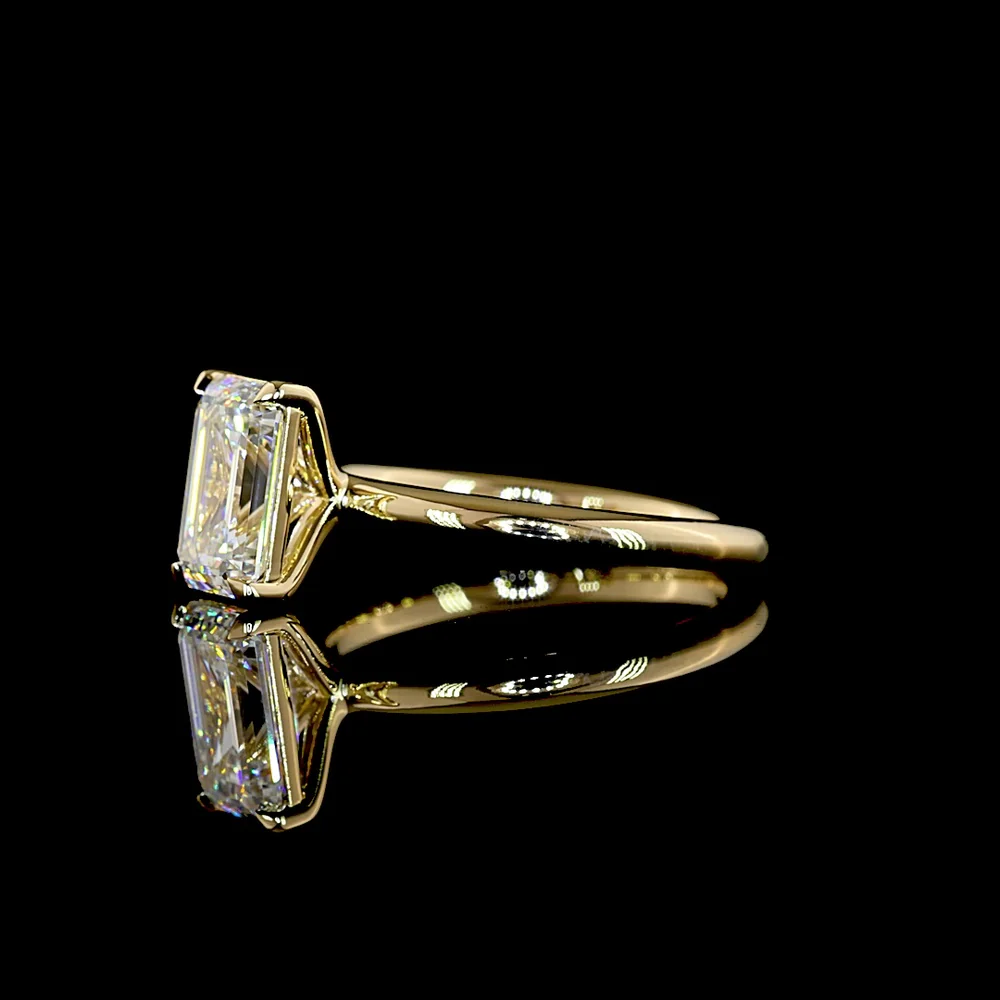 14K Yellow Gold 2.14 Carat Emerald Cut Lab Diamond Solitaire Ring with IGI Certification - E-F Color VVS2 Clarity - Covaloro Fine Jewelry - Image 3