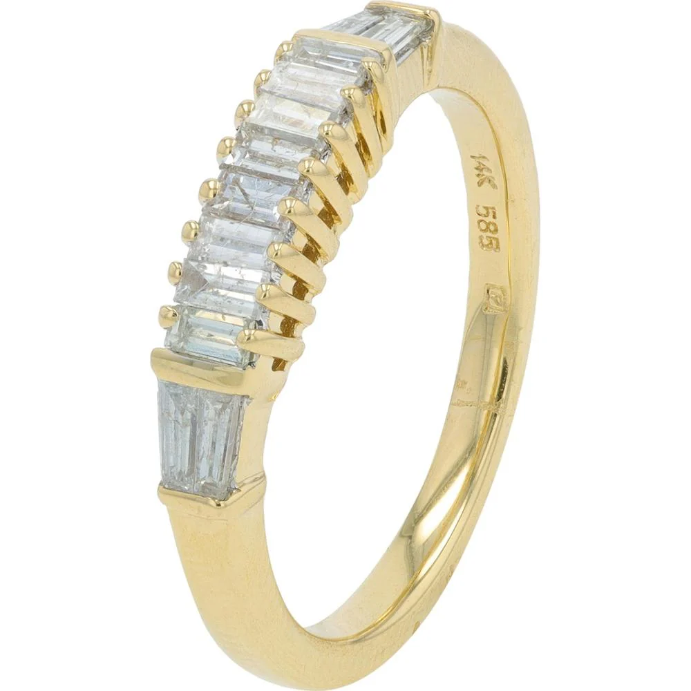 14K Yellow Gold 2.20 Carat Diamond Bridal Set with Round Center and Baguette Side Diamonds - Image 3