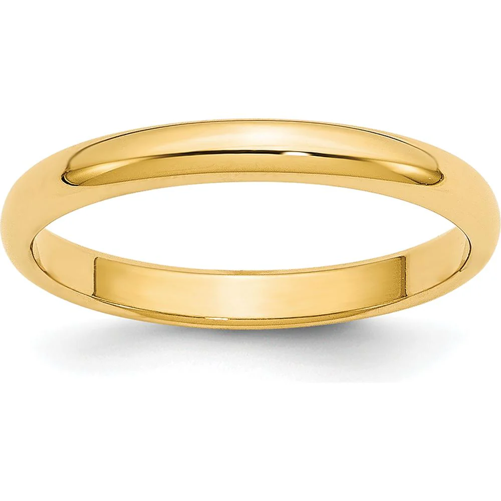 14K Yellow Gold 2.5mm Lightweight Half Round Wedding Band - Size 9 by Luciano & Cie