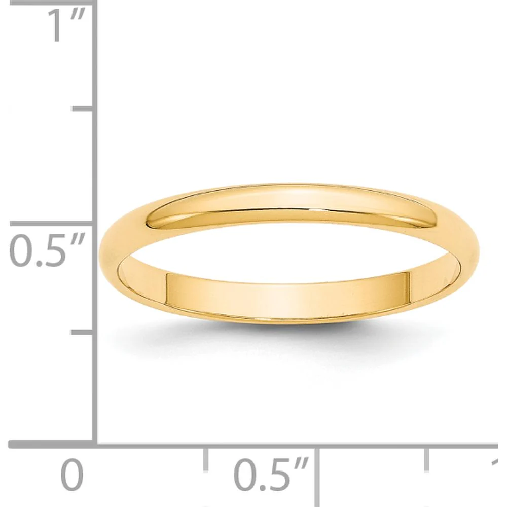 14K Yellow Gold 2.5mm Lightweight Half Round Wedding Band - Size 9 by Luciano & Cie - Image 3