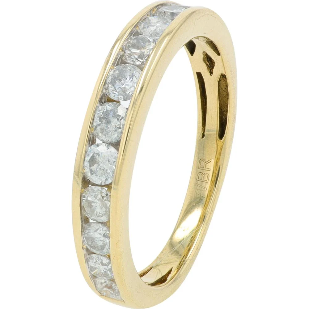 14K Yellow Gold 2 Carat Round Diamond Bridal Set with Halo and Channel Set Diamonds - Image 3