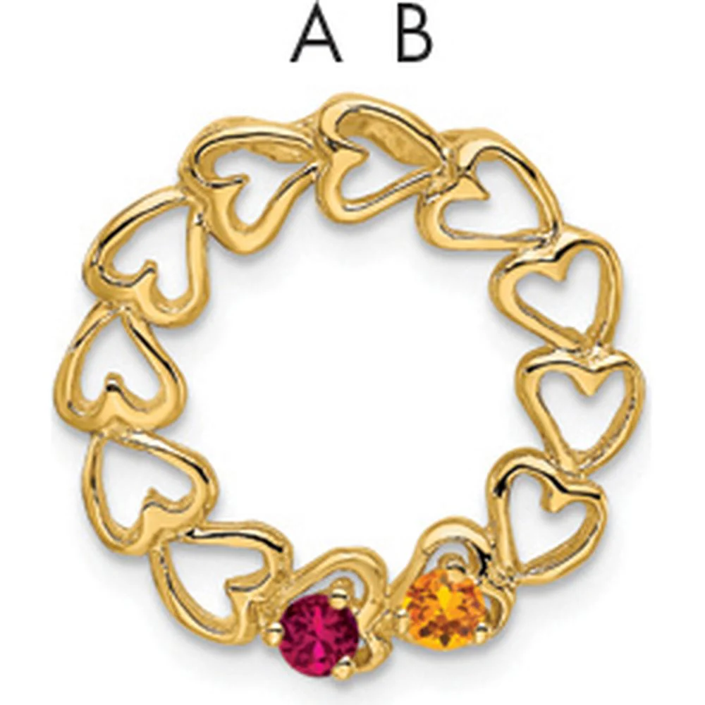 14K Yellow Gold 2-Stone Family Pendant Mounting - 19mm Length, Heart Design by Oro Pregiato
