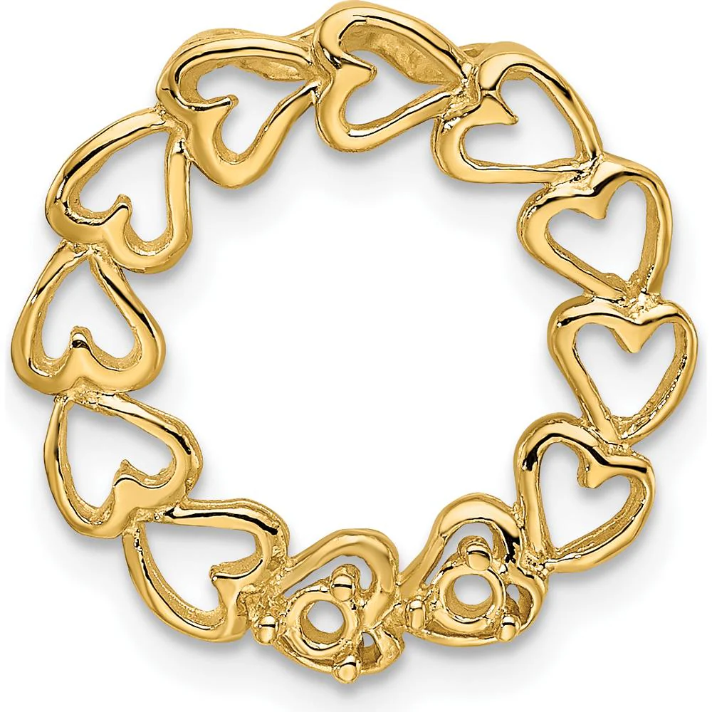 14K Yellow Gold 2-Stone Family Pendant Mounting - 19mm Length, Heart Design by Oro Pregiato - Image 6