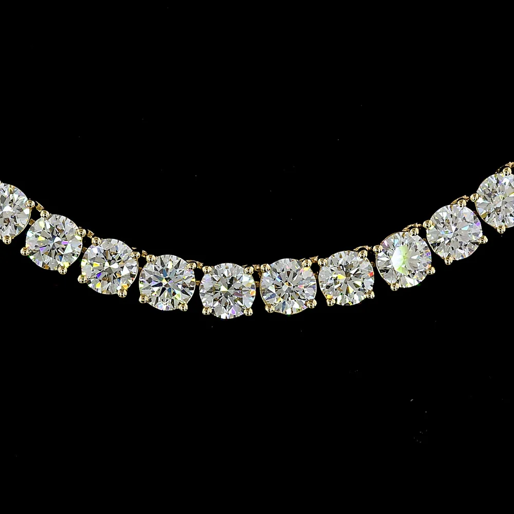 14K Yellow Gold 20.07 Carat Tennis Necklace with 110 Prong Set Brilliant Cut Lab Diamonds - E-F Color, VS Clarity - Covaloro Fine Jewelry - Image 2