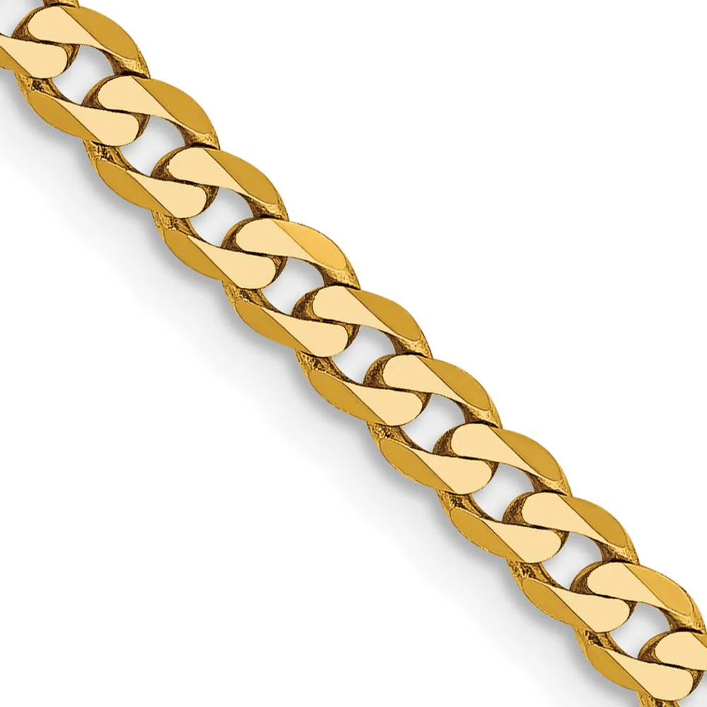 14K Yellow Gold 20" 2.9mm Flat Beveled Curb Chain Necklace with Lobster Clasp by Oro Pregiato