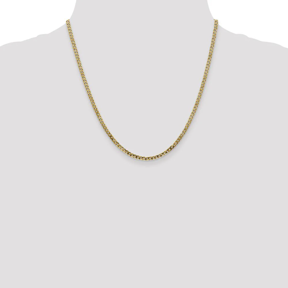 14K Yellow Gold 20" 2.9mm Flat Beveled Curb Chain Necklace with Lobster Clasp by Oro Pregiato - Image 4
