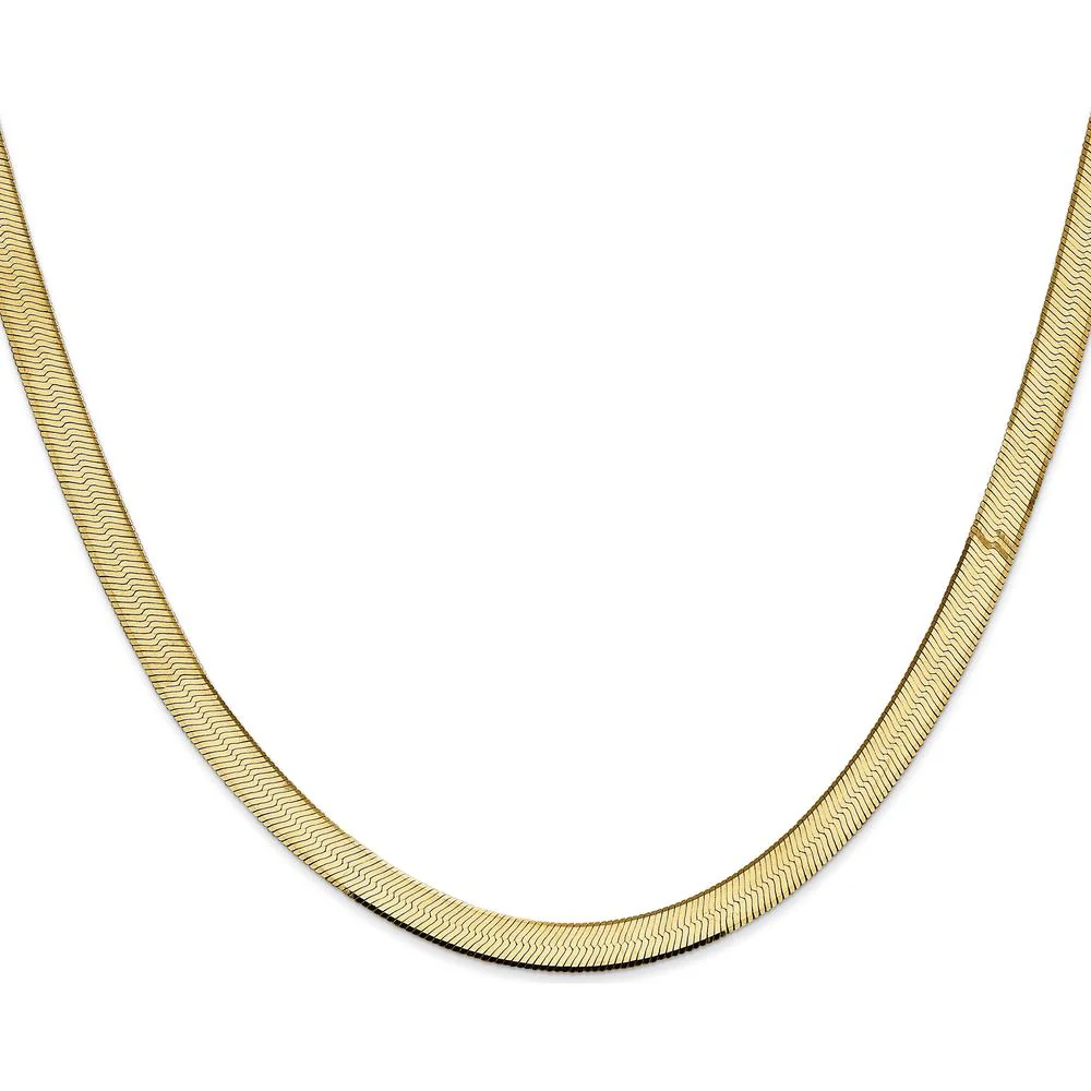 14K Yellow Gold 20" 5.5mm Herringbone Necklace with Lobster Clasp by Oro Pregiato - Image 2