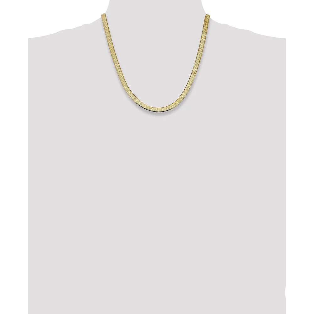 14K Yellow Gold 20" 5.5mm Herringbone Necklace with Lobster Clasp by Oro Pregiato - Image 4
