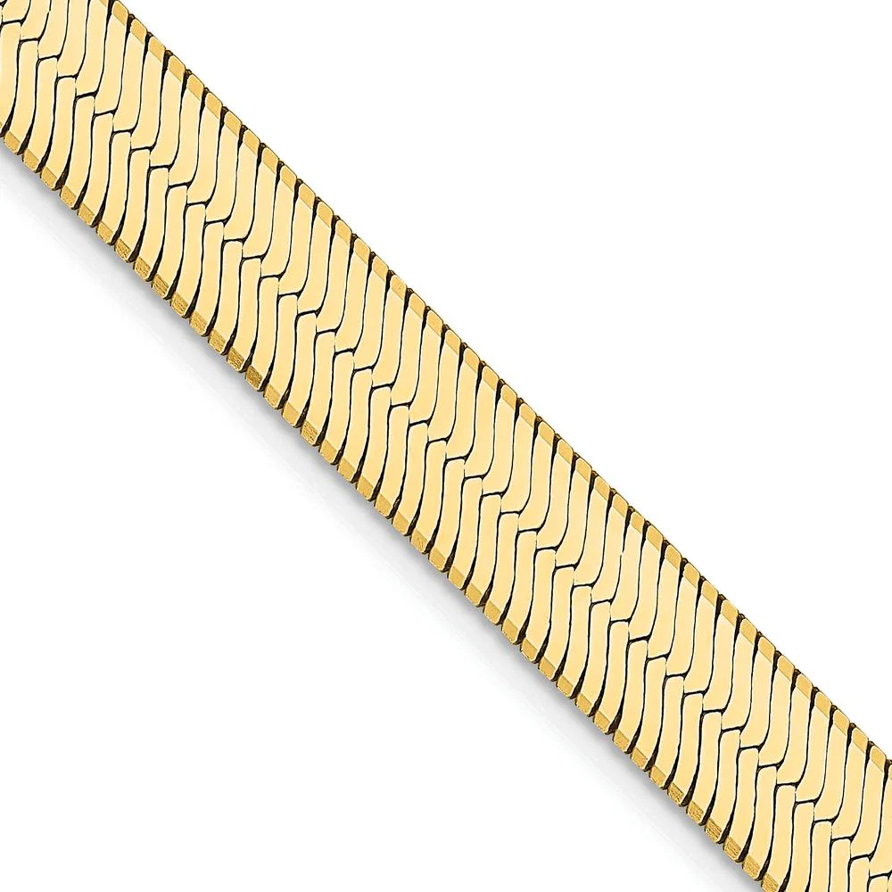 14K Yellow Gold 20" 6.5mm Herringbone Chain Necklace with Lobster Clasp by Oro Pregiato
