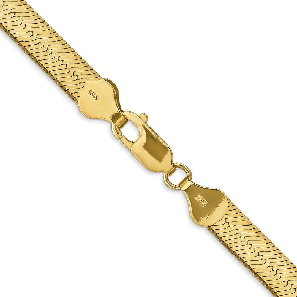 14K Yellow Gold 20" 6.5mm Herringbone Chain Necklace with Lobster Clasp by Oro Pregiato - Image 3