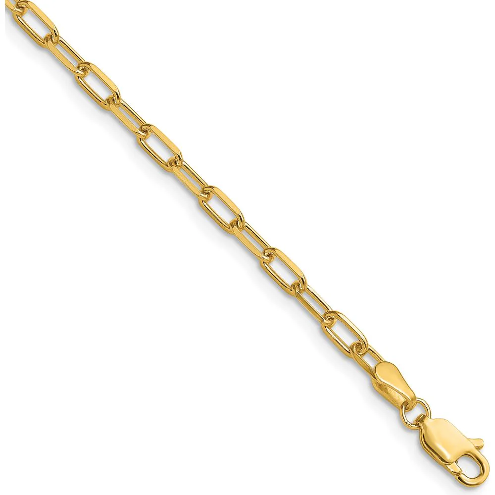 14K Yellow Gold 20" Beveled Paperclip Chain Necklace - 3.0mm Width by Oro Pregiato