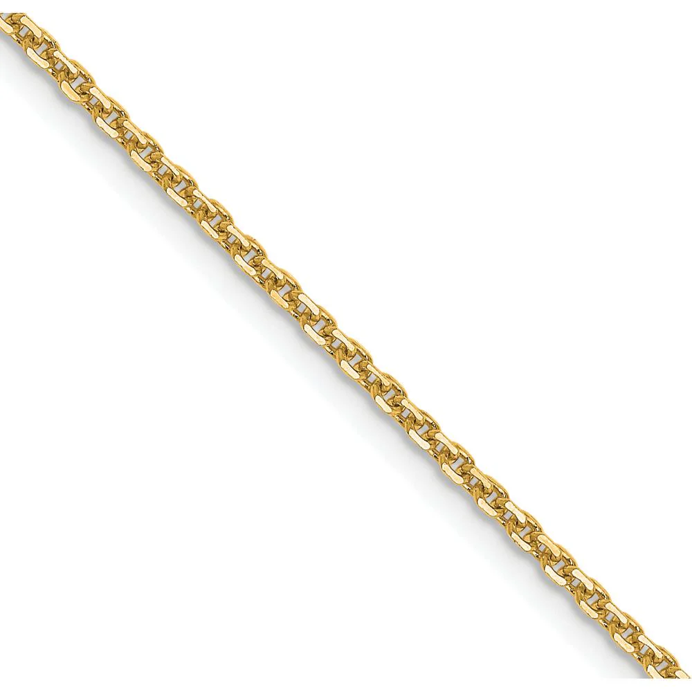 14K Yellow Gold 20" Diamond-Cut Forzantine Cable Chain - 1.4mm Width by Oro Pregiato