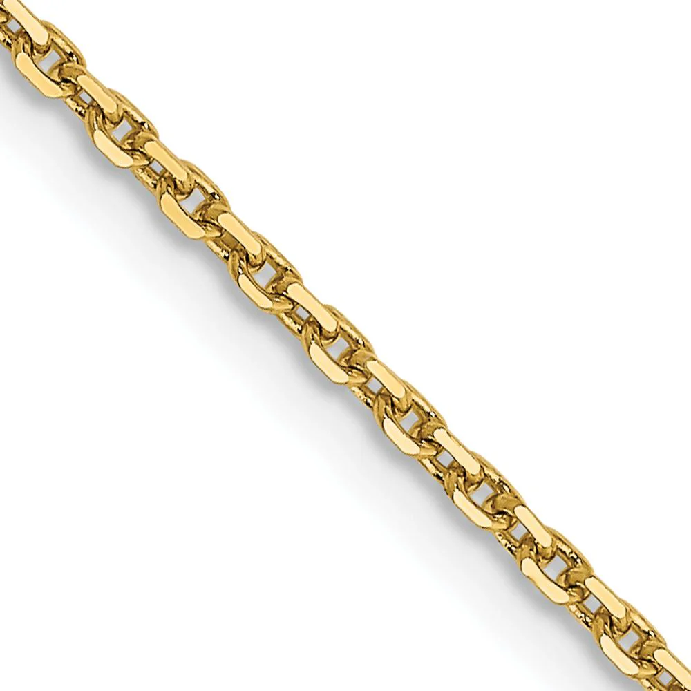 14K Yellow Gold 20" Diamond-Cut Round Cable Link Chain - 1.4mm Width by Oro Pregiato
