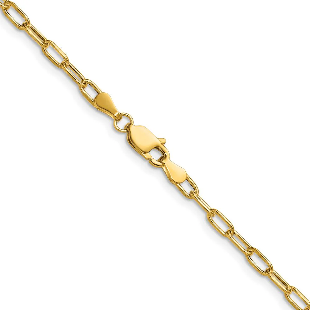 14K Yellow Gold 20-inch 3mm Beveled Paperclip Chain Necklace by Oro Pregiato - Image 3