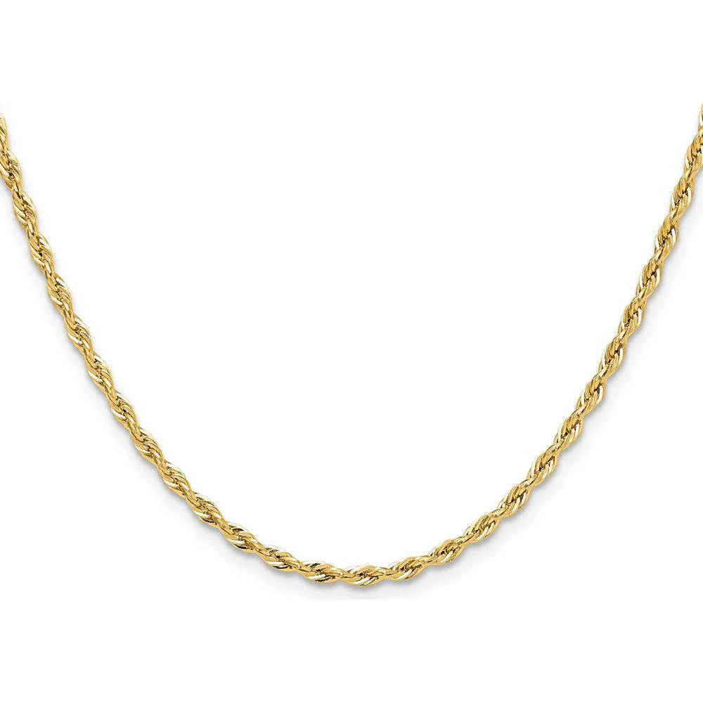 14K Yellow Gold 20-Inch Semi-Solid Rope Chain - 2.5mm Width by Oro Pregiato - Image 2