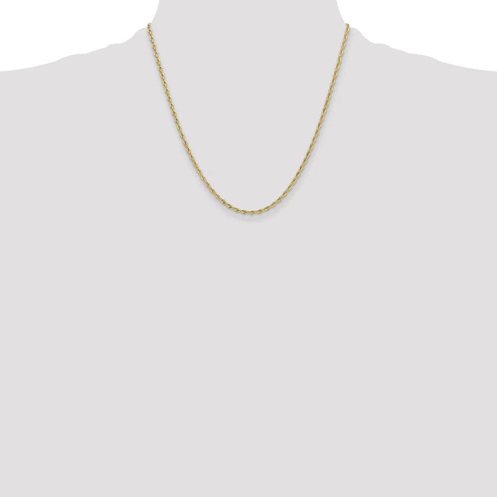 14K Yellow Gold 20-Inch Semi-Solid Rope Chain - 2.5mm Width by Oro Pregiato - Image 4
