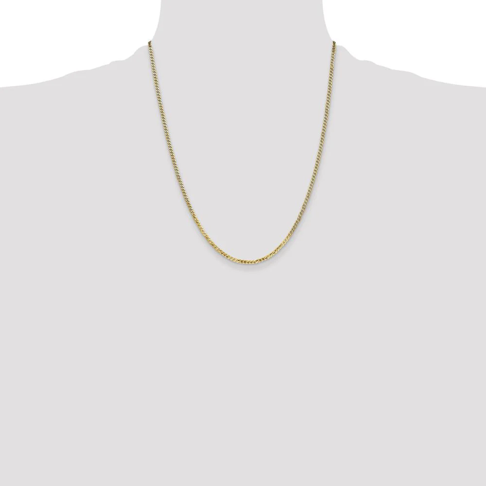 14K Yellow Gold 22" 2.2mm Flat Beveled Curb Chain with Lobster Clasp by Oro Pregiato - Image 4