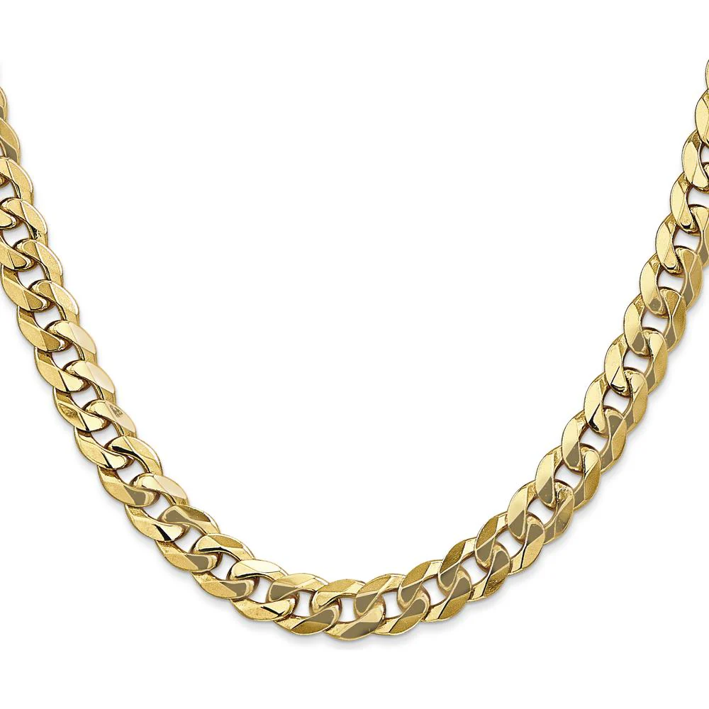 14K Yellow Gold 22" 8mm Flat Beveled Curb Chain with Lobster Clasp by Oro Pregiato - Image 2