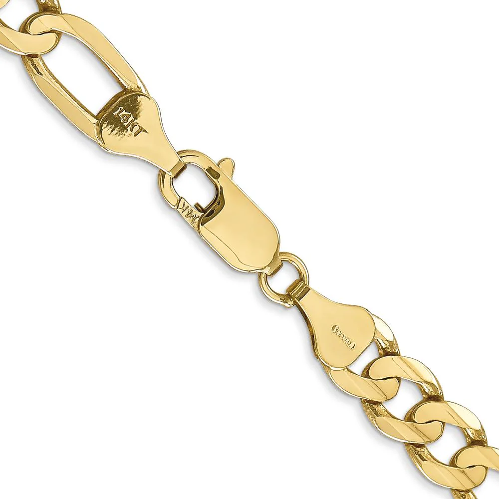 14K Yellow Gold 22" Concave Open Figaro Chain Necklace - 6.75mm Wide with Lobster Clasp by Oro Pregiato - Image 3