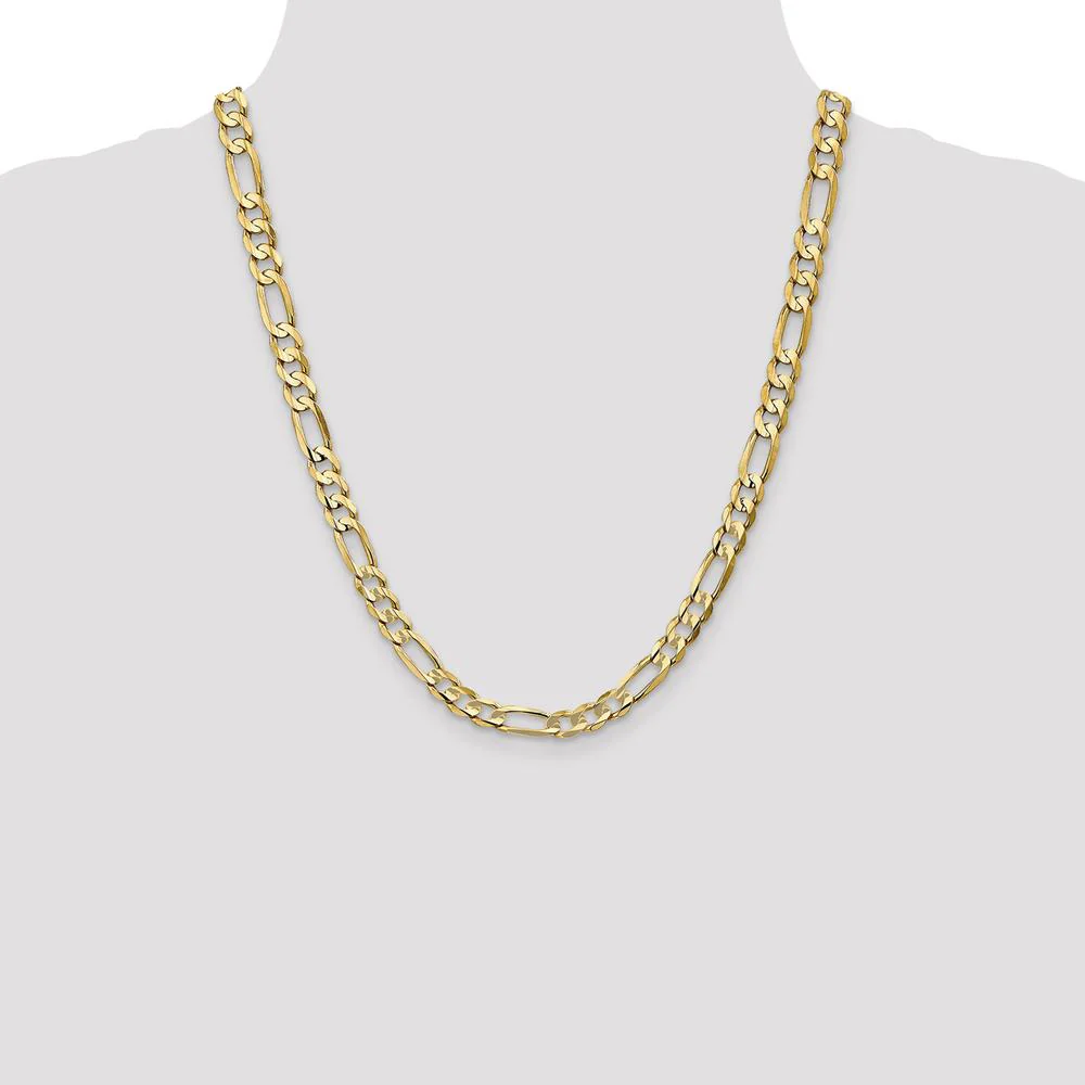 14K Yellow Gold 22" Concave Open Figaro Chain Necklace - 6.75mm Wide with Lobster Clasp by Oro Pregiato - Image 4