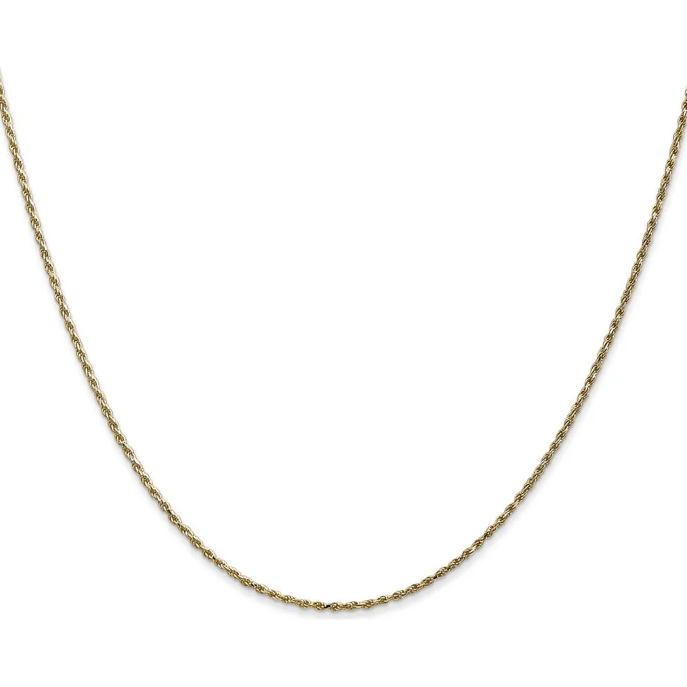 14K Yellow Gold 22" Diamond-Cut Rope Chain Necklace - 1.15mm Solid with Lobster Clasp by Oro Pregiato - Image 2