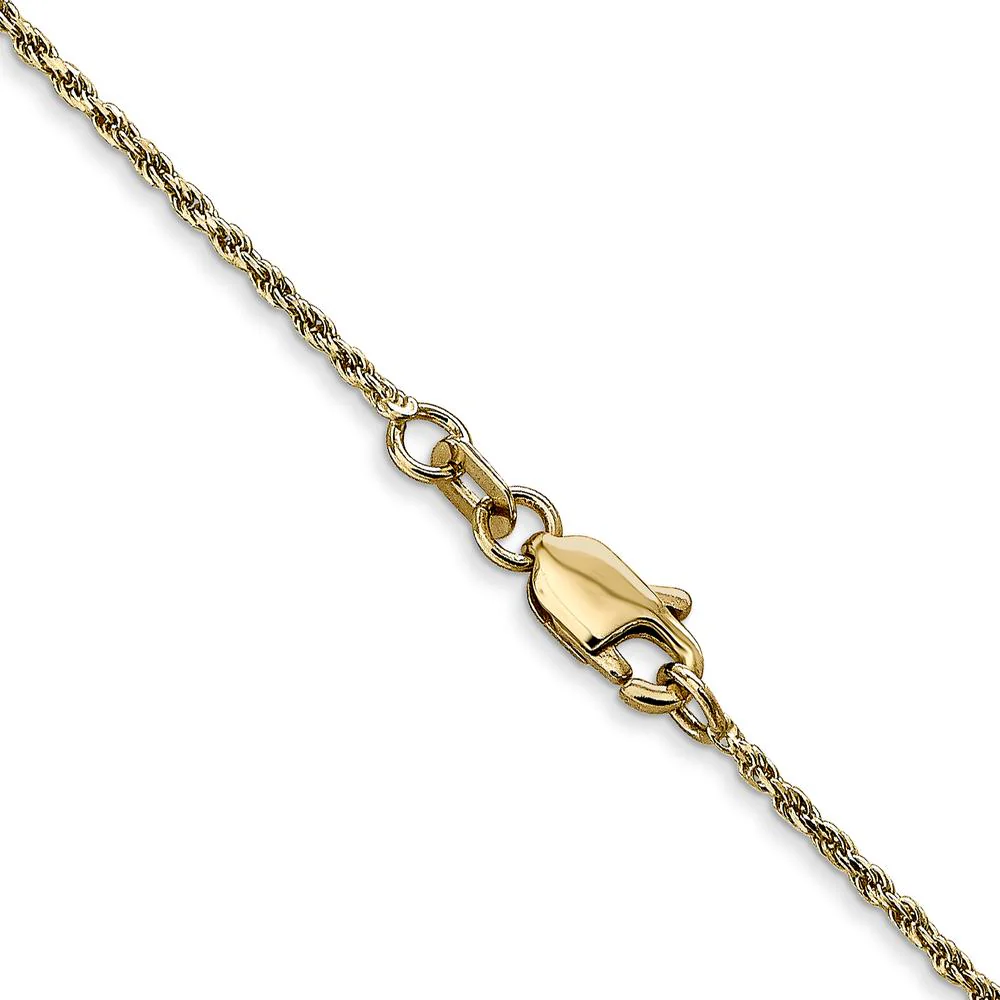14K Yellow Gold 22" Diamond-Cut Rope Chain Necklace - 1.15mm Solid with Lobster Clasp by Oro Pregiato - Image 3