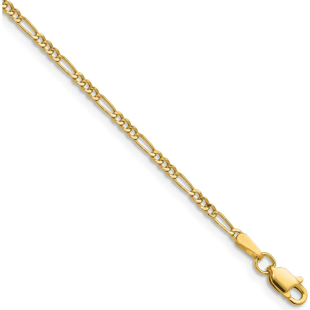 14K Yellow Gold 22-inch Figaro Chain Necklace - 1.9mm Wide by Oro Pregiato