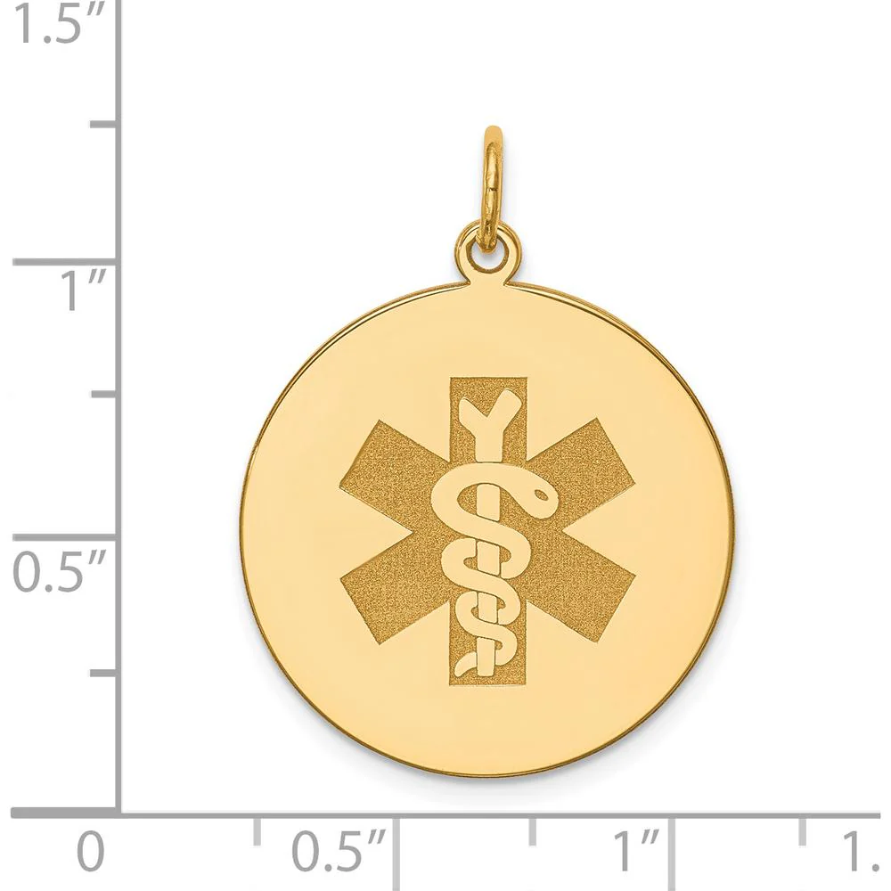 14K Yellow Gold 22mm Medical Alert Pendant with Polished Finish by Oro Pregiato - Image 3