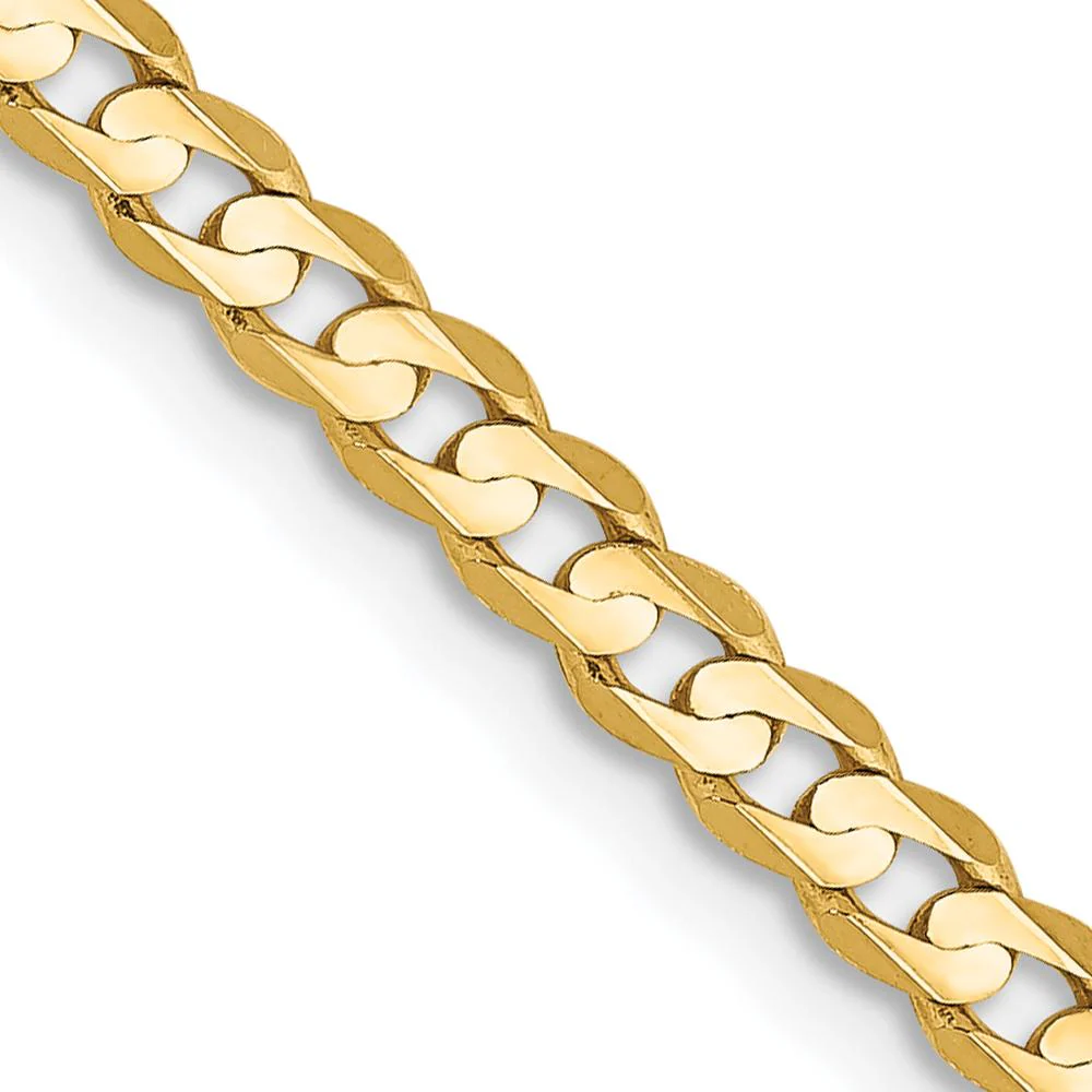 14K Yellow Gold 24" 3mm Open Concave Curb Chain with Lobster Clasp by IBGoodman
