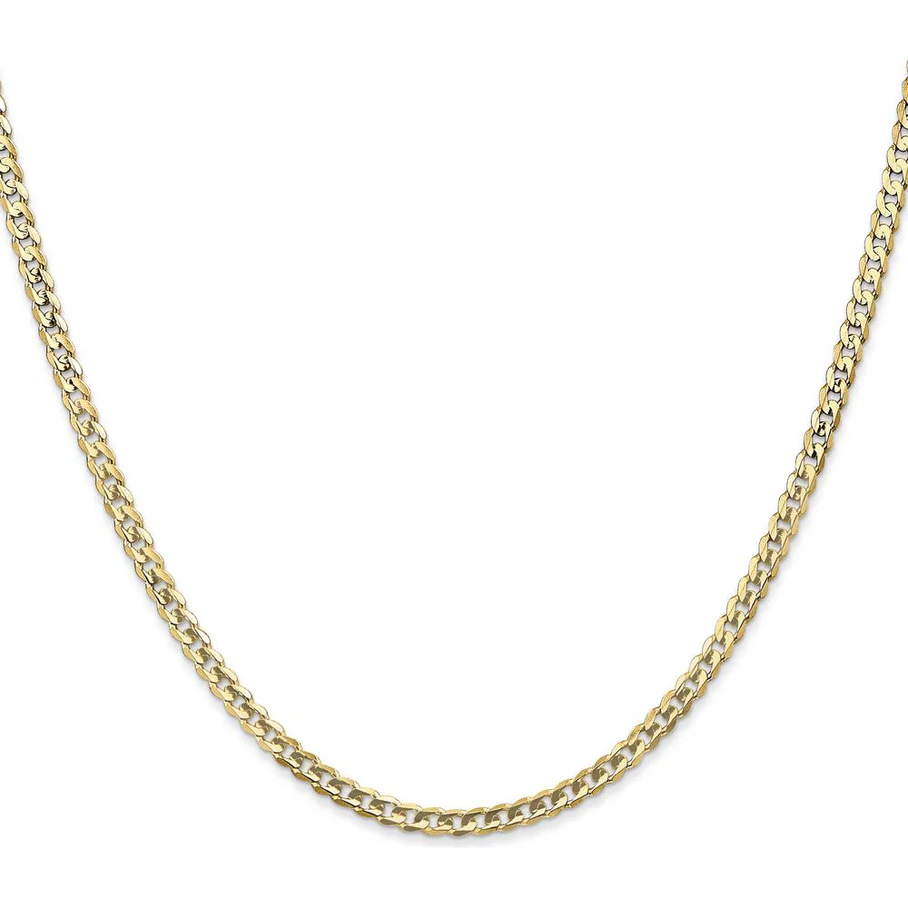 14K Yellow Gold 24" 3mm Open Concave Curb Chain with Lobster Clasp by IBGoodman - Image 2