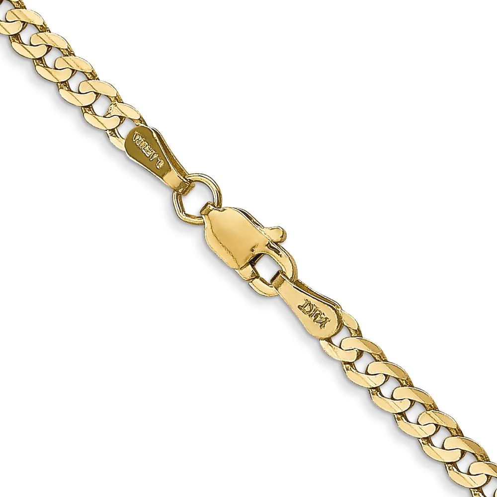 14K Yellow Gold 24" 3mm Open Concave Curb Chain with Lobster Clasp by IBGoodman - Image 3