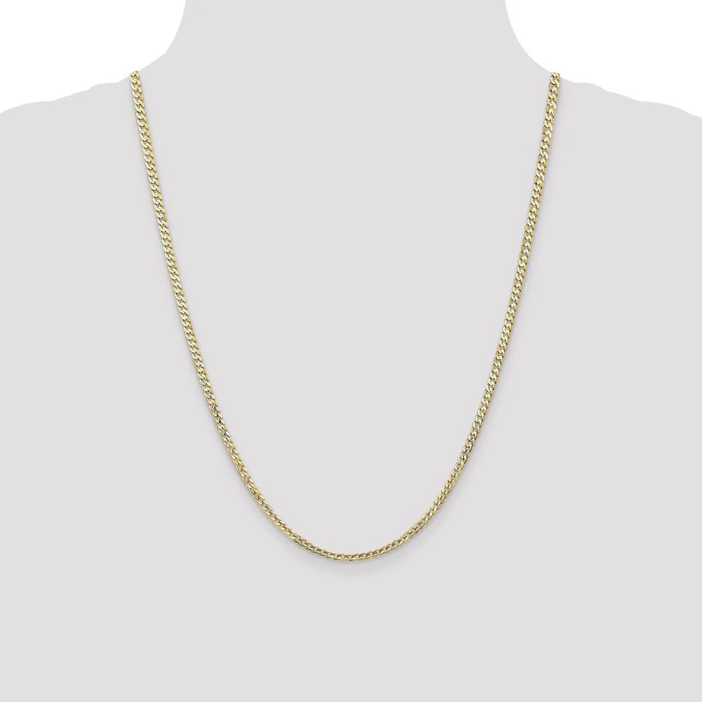 14K Yellow Gold 24" 3mm Open Concave Curb Chain with Lobster Clasp by IBGoodman - Image 4