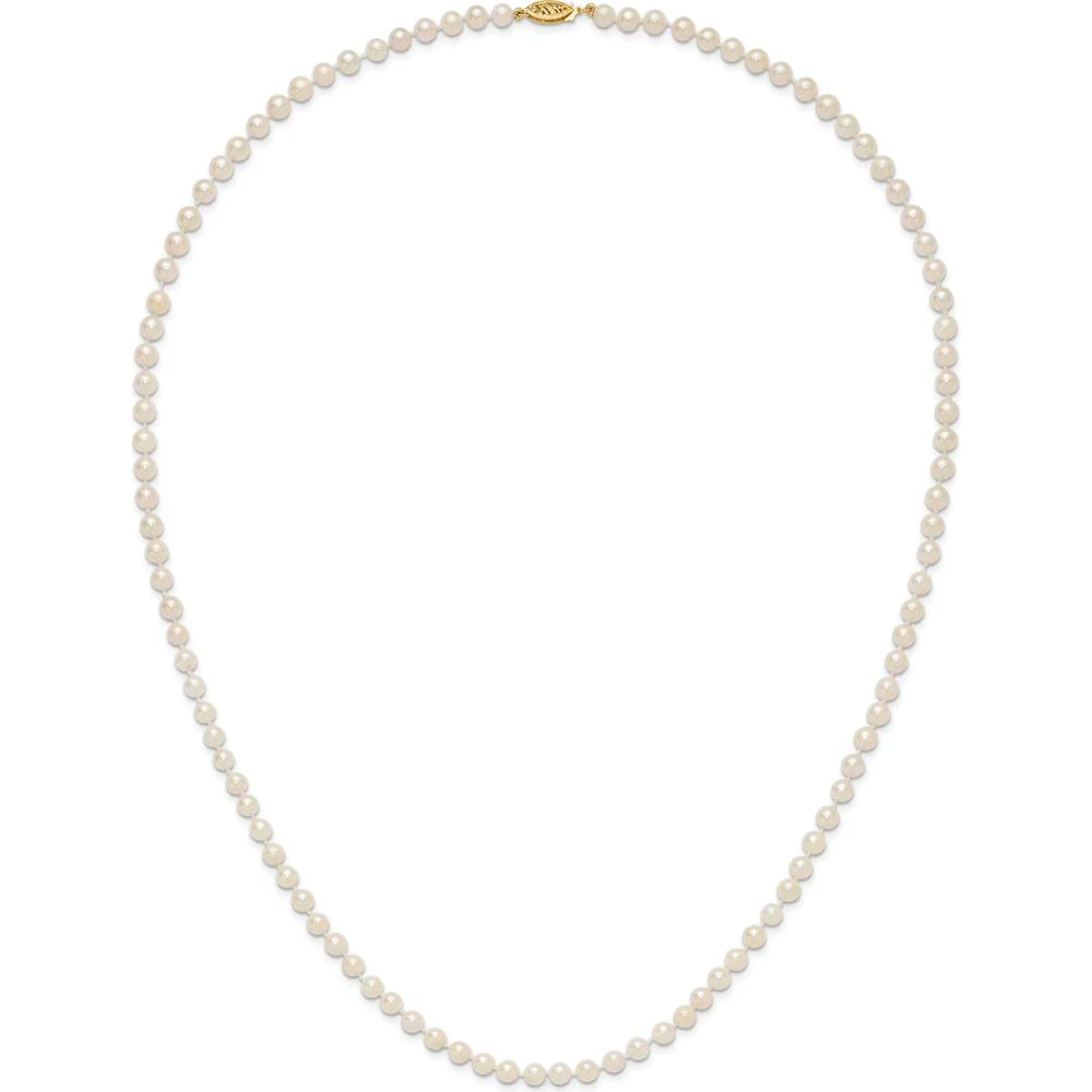 14K Yellow Gold 24" Necklace with 5-6mm White Akoya Cultured Pearls by Monteluci Fine Jewelry - Image 4