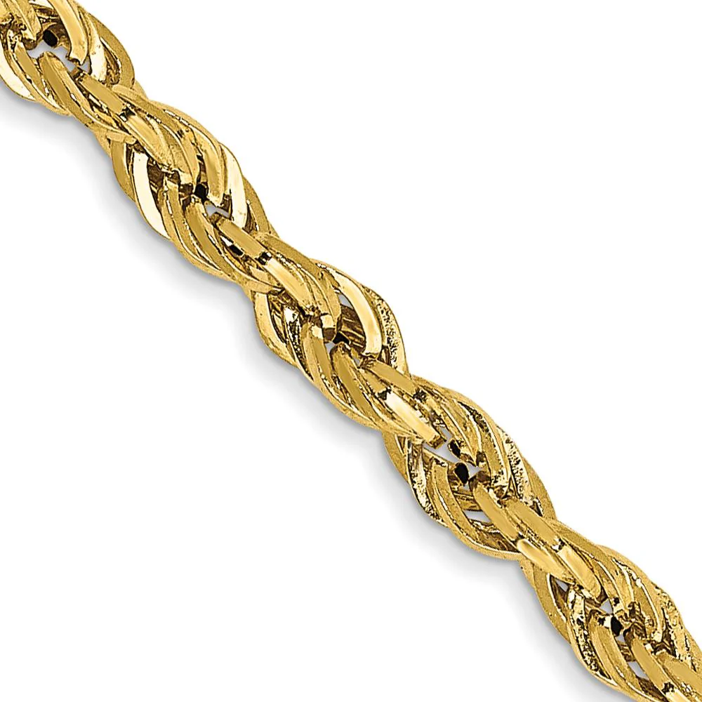 14K Yellow Gold 24" Semi-Solid Rope Chain Necklace - 2.8mm Width by Oro Pregiato