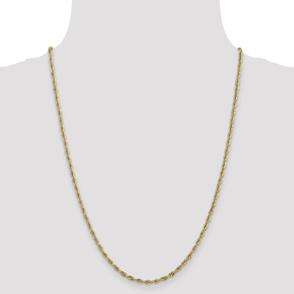 14K Yellow Gold 24" Semi-Solid Rope Chain Necklace - 2.8mm Width by Oro Pregiato - Image 4