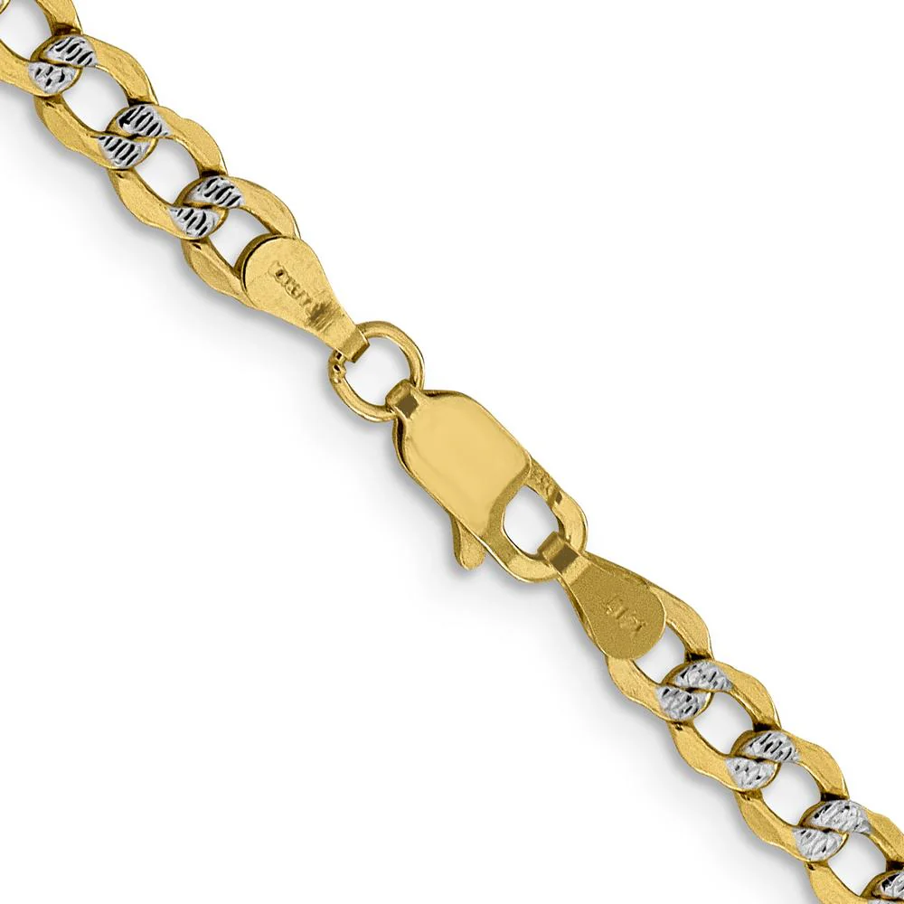 14K Yellow Gold 26" Curb Chain with Rhodium Pavé Accents - 4.3mm Width by Oro Pregiato - Image 3