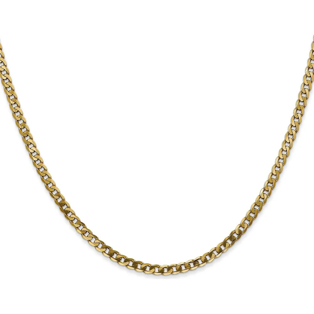 14K Yellow Gold 26-Inch 2.9mm Flat Beveled Curb Chain with Lobster Clasp by Oro Pregiato - Image 2