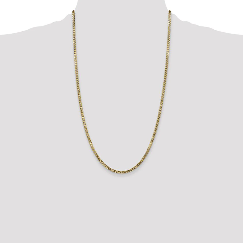 14K Yellow Gold 26-Inch 2.9mm Flat Beveled Curb Chain with Lobster Clasp by Oro Pregiato - Image 4