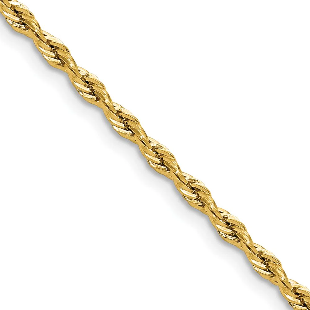 14K Yellow Gold 26-Inch Semi-Solid Rope Chain Necklace - 2.5mm Width by Oro Pregiato