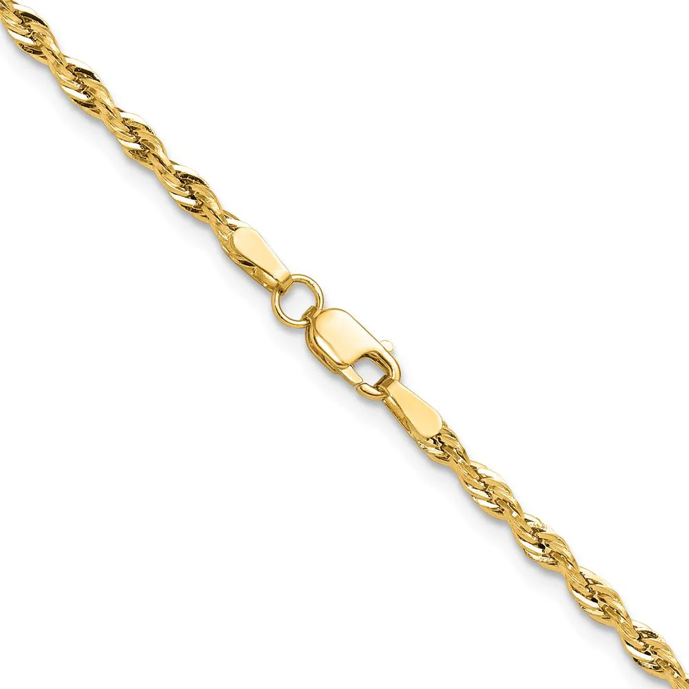 14K Yellow Gold 26-Inch Semi-Solid Rope Chain Necklace - 2.5mm Width by Oro Pregiato - Image 3