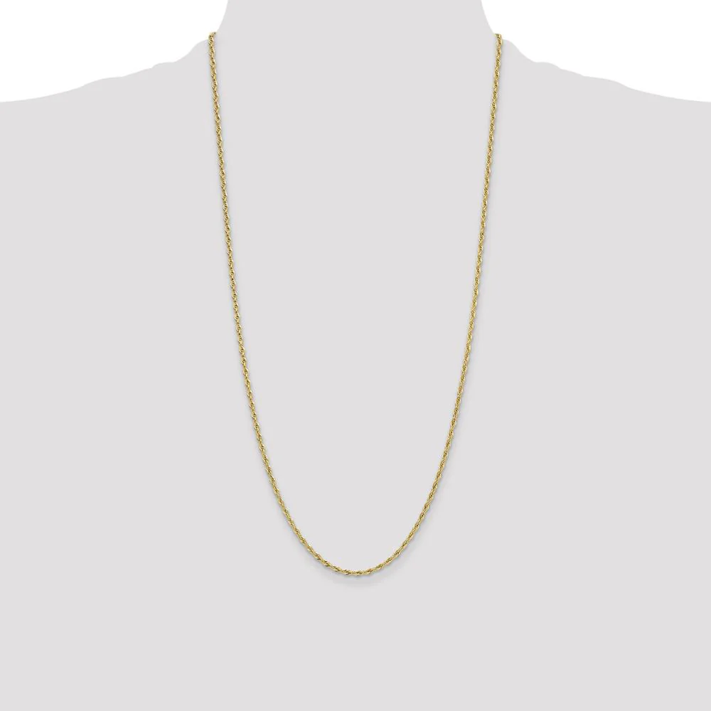 14K Yellow Gold 26-Inch Semi-Solid Rope Chain Necklace - 2.5mm Width by Oro Pregiato - Image 4