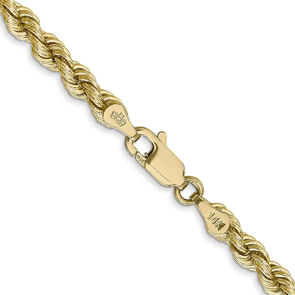 14K Yellow Gold 28" 4mm Rope Chain Necklace with Lobster Clasp by Oro Pregiato - Image 3