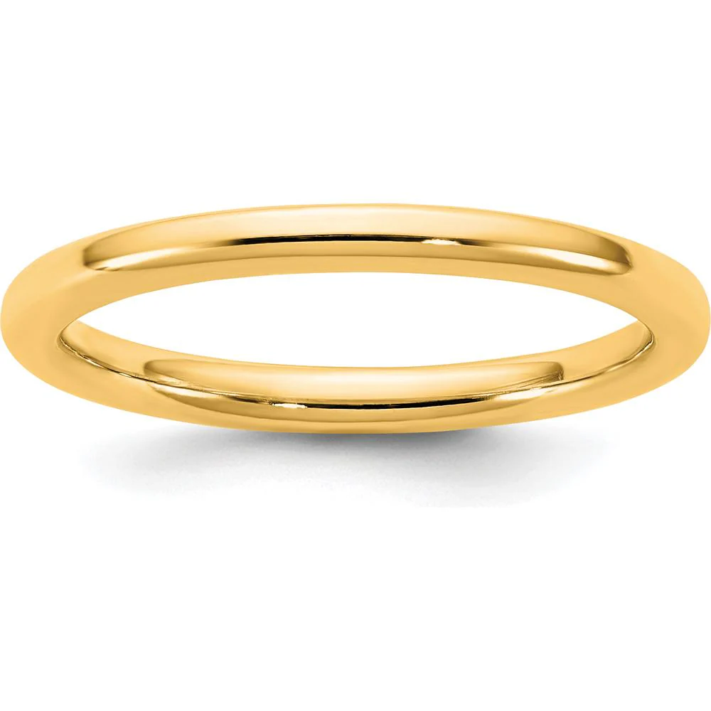 14K Yellow Gold 2mm Domed Comfort Fit Wedding Band - Polished Finish by Luciano & Cie