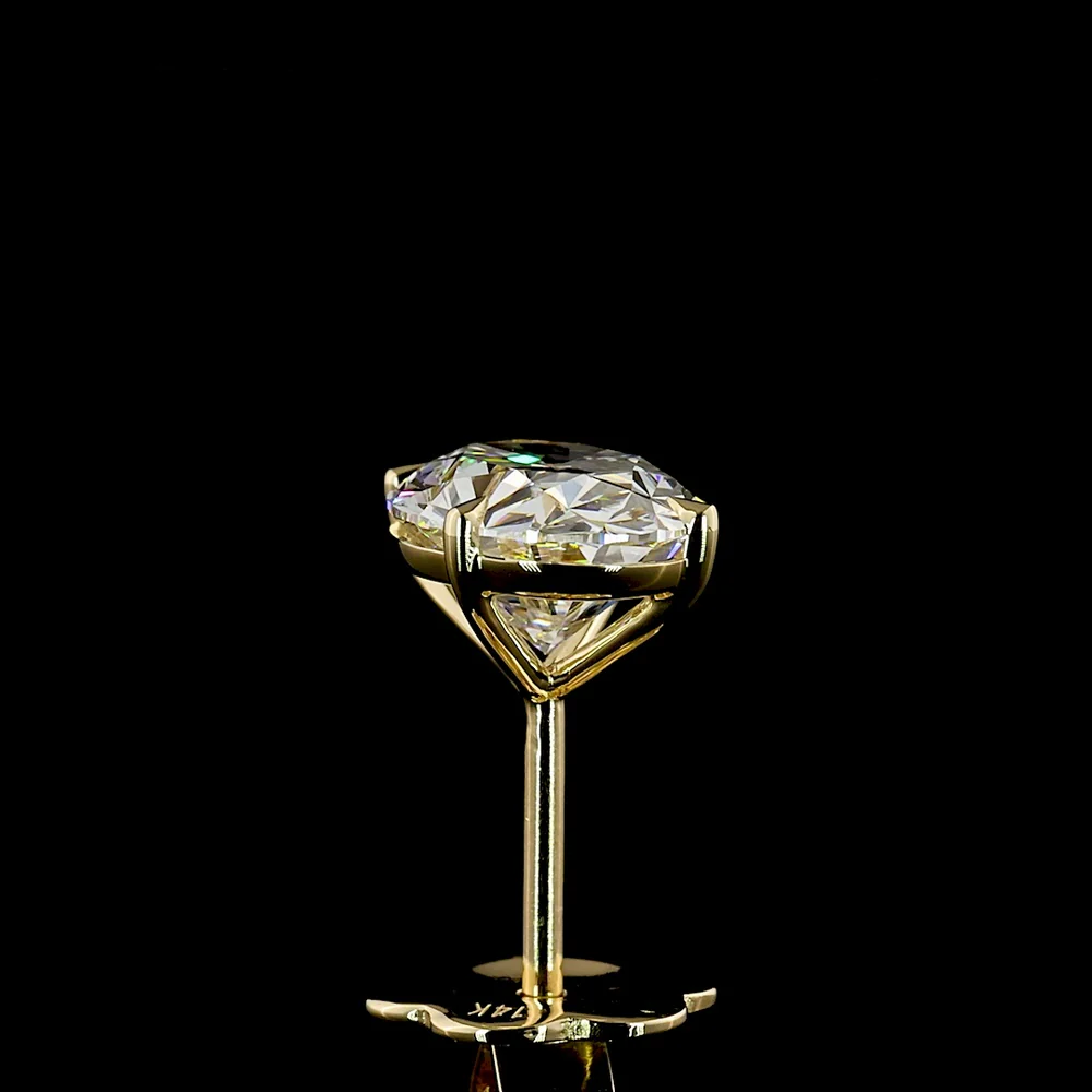 14K Yellow Gold 3.05 Carat Oval Cut Lab Diamond Stud Earrings with Four-Prong Setting and North-South Orientation - E-F Color VS1 Clarity - Covaloro Fine Jewelry - Image 4