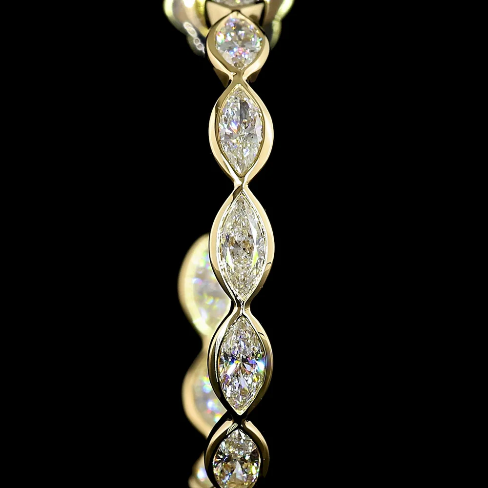14K Yellow Gold 3.13 Carat Marquise Cut Lab Diamond C-Hoop Earrings with East-West Bezel Setting - E-F Color VS1 Clarity - Covaloro Fine Jewelry - Image 2