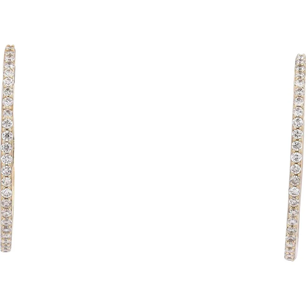 14K Yellow Gold 3/4" Diamond Hoop Earrings - 0.27 Carat Total Diamond Weight